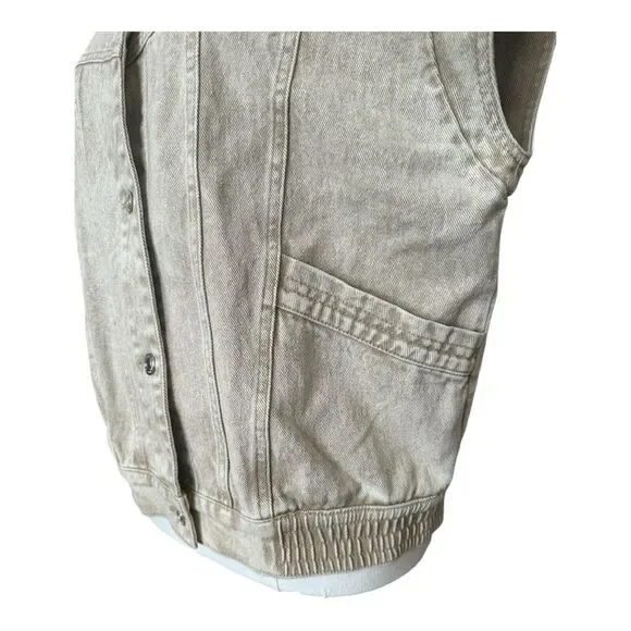 NWT Elan Joy Vest Tan Wash Button Down Denim with Pockets Sz Med - Picture 7 of 14